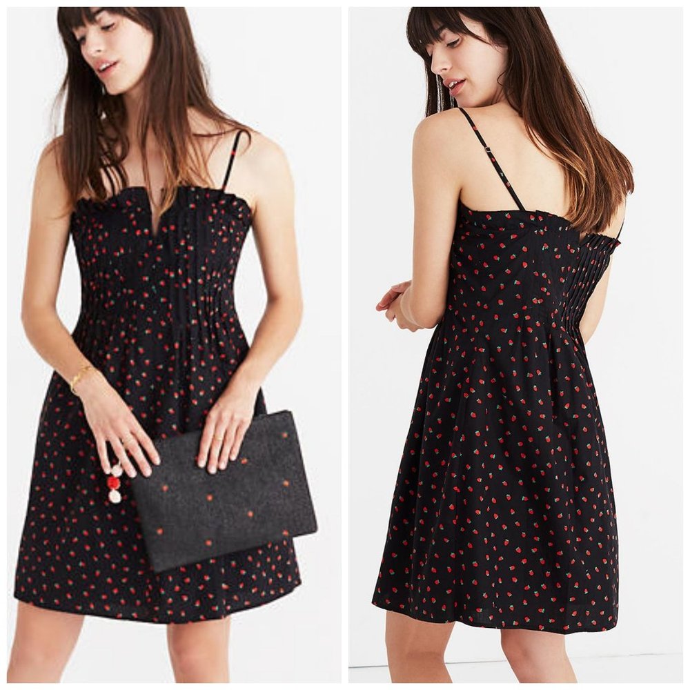 Madewell Pintuck Strawberry Print Cami Dress 12